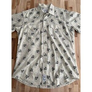 Panhandle Slim Men's Western Short Sleeve Snap Shirt Ivory Black Floral Print L